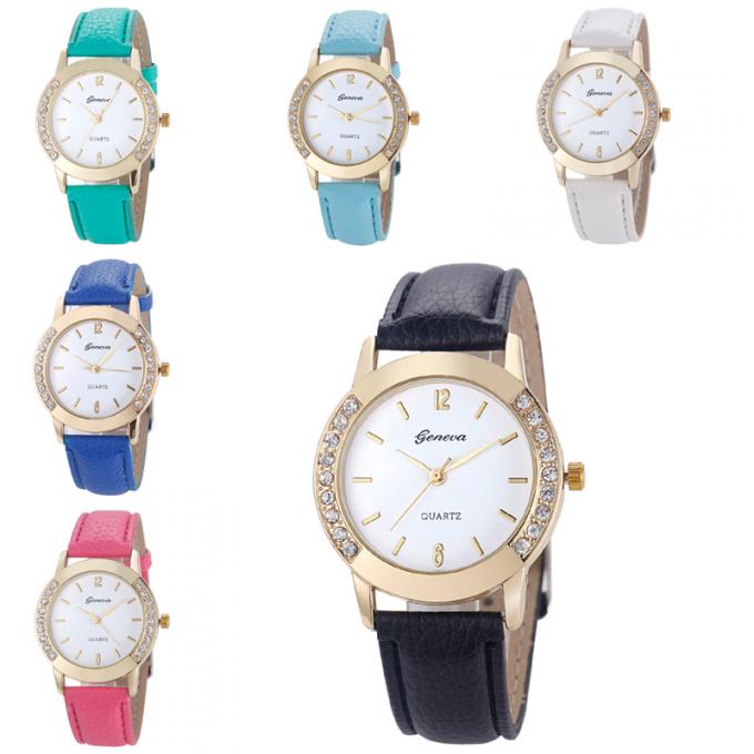 Mulher relativa à promoção de couro de venda do plutônio do relógio barato direto da fábrica WJ-3946 a melhor olha a menina HandWatch para o estudante