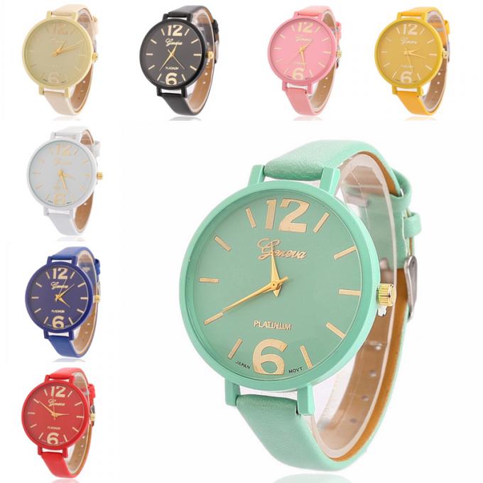 Mulher relativa à promoção de couro de venda do plutônio do relógio barato direto da fábrica WJ-3946 a melhor olha a menina HandWatch para o estudante