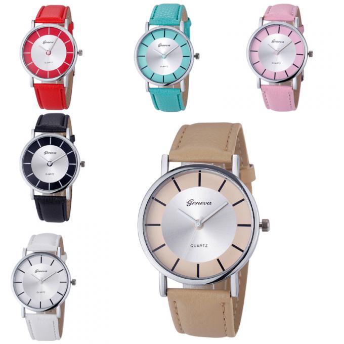 Mulher relativa à promoção de couro de venda do plutônio do relógio barato direto da fábrica WJ-3946 a melhor olha a menina HandWatch para o estudante