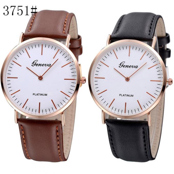 WJ-3751-3 새로운 디자인 남녀 공통 석영은 고품질 가죽 handwatches 방수 손목 시계를 봅니다