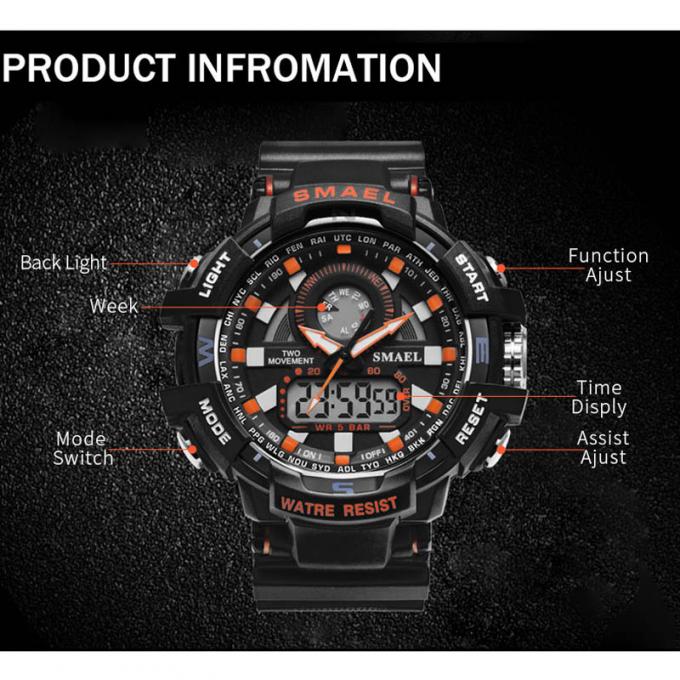 Silicón barato casual Handwatches del precio de los últimos del diseño SMAEL de la moda WJ-7398 de los hombres de los relojes de la cara de la marca relojes grandes de Digitaces